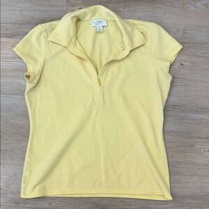 LOFT Pale Yellow Short-Sleeve Polo Tee